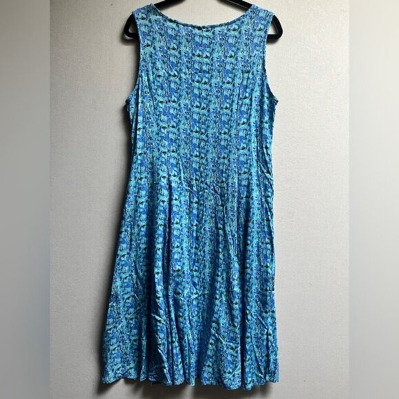 Blue Sky linen bamboo floral sleeveless dress Sz M - Picture 2 of 14